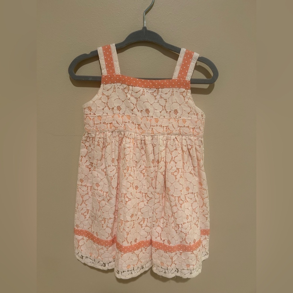 Pumpkin Patch Orange and Cream Lace Dress Baby Size 6-9 Month